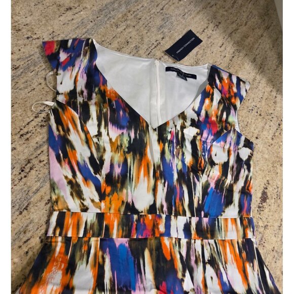 New! French Connection Size 2 Sheath Mini Dress Watercolor Artsy Sleeveless - Picture 10 of 16